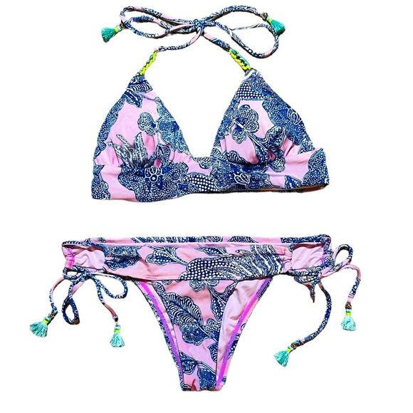 Victoria Secret Triangle Bali Floral Pink Paisley Bikini Size S/XS - Picture 3 of 6
